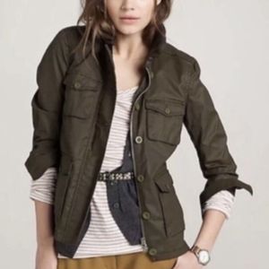 J. Crew Black Washed & Age Waxed Cotton Coat